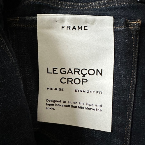 Frame Le Garçon Crop Covant Dark Wash Boyfriend Jeans 33 - Picture 2 of 8